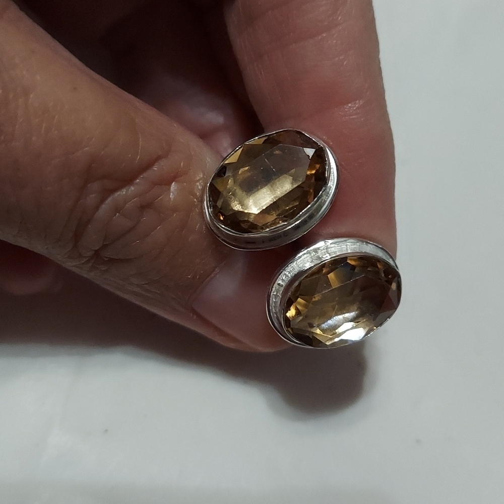 Smoky Topaz Sterling Silver Cuff Links